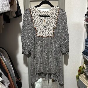 Free People One Patterned Black and White Dress